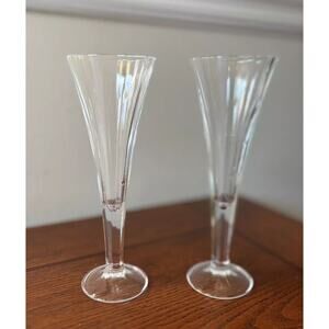 Clear Crystal Glass Champagne Glasses 7 3/4" High Lot of 2